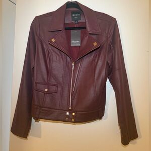 Insight Women's Burgandy Moto Jacket with Gold Hardware NWT